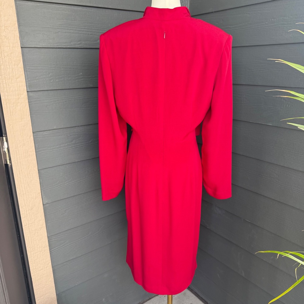 Donna Morgan Silk Wrap Midi Dress Pink Long Sleeve Cocktail Size 10 - Picture 2 of 10